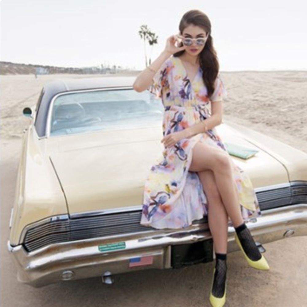 June & Hudson Floral Print High/Low Wrap Dress